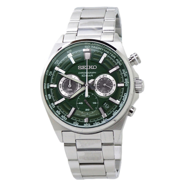 Seiko Chronograph Quartz Green Dial Stainless Steel Men's Watch SSB405P1 - The Watches Men & Co