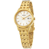 Seiko Classic Quartz White Dial Yellow Gold-tone Ladies Watch SUR412 - The Watches Men & Co