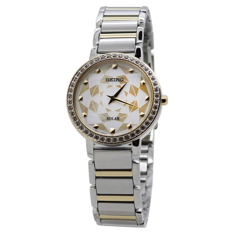 Seiko Crystal Silver Gold Dial Ladies Watch SUP454P1 - The Watches Men & Co