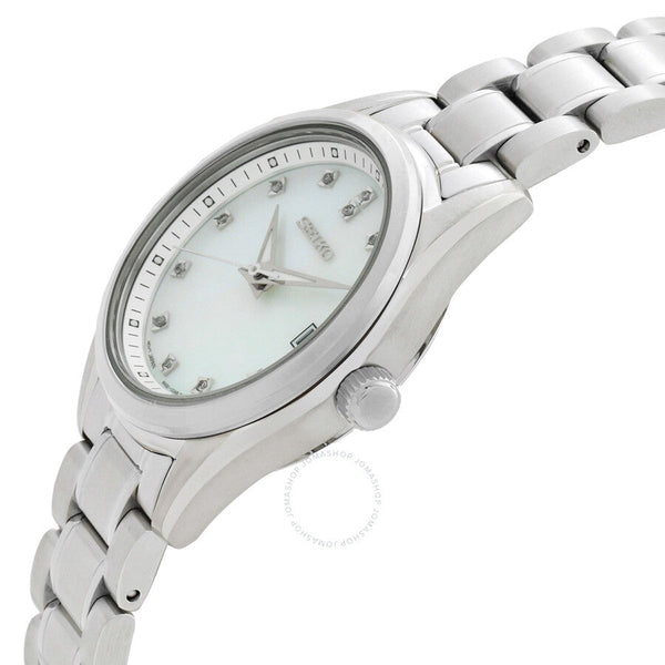 Seiko Diamond Quartz Mother of Pearl Dial Ladies Watch SUR579P1 - The Watches Men & Co #2