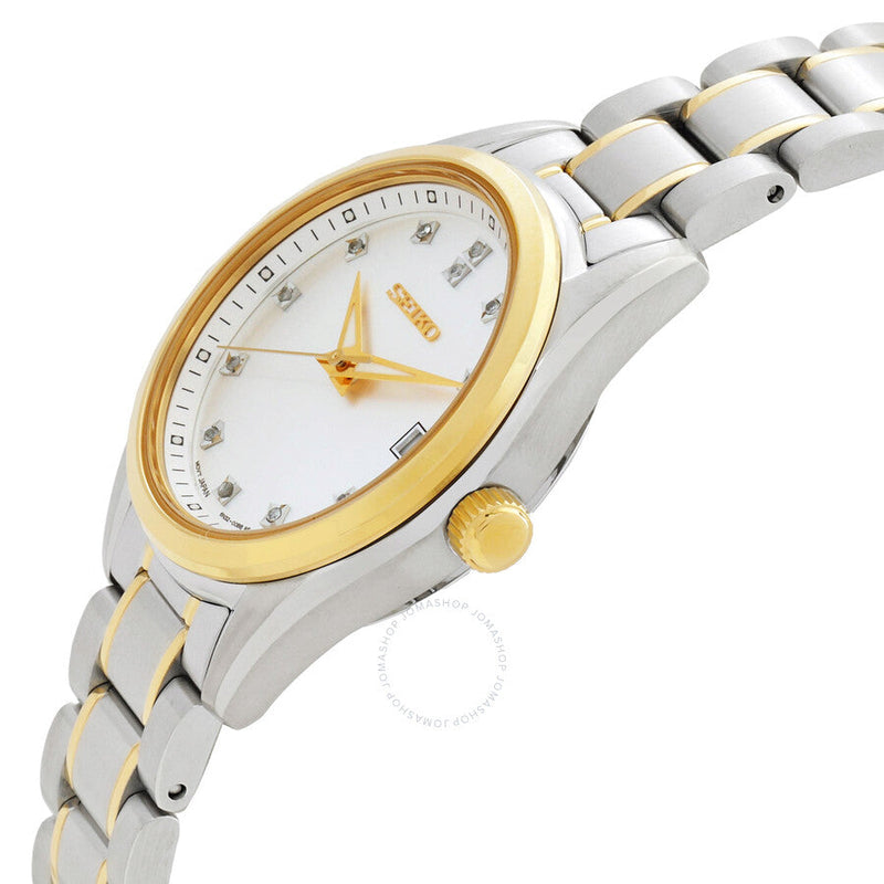 Seiko Diamonds Quartz Silver Dial Two-Tone Ladies Watch SUR582P1 - The Watches Men & Co #2