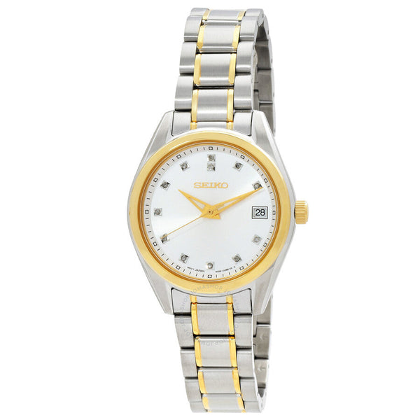 Seiko Diamonds Quartz Silver Dial Two-Tone Ladies Watch SUR582P1 - The Watches Men & Co