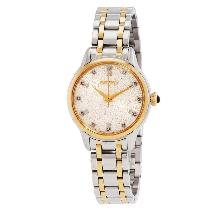 Seiko Discover More Quartz Diamond Silver Dial Two-Tone Ladies Watch SRZ550P1 - The Watches Men & Co