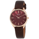 Seiko Essentials Quartz Bordeaux Dial Ladies Watch SWR082 - The Watches Men & Co