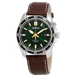 Seiko Kinetic Green Dial Brown Leather Men's Watch SKA791 - The Watches Men & Co