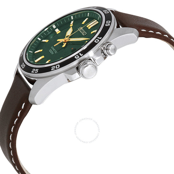 Seiko Kinetic Green Dial Brown Leather Men's Watch SKA791 - The Watches Men & Co #2