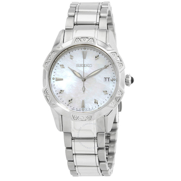 Seiko Quartz Crystal White Dial Ladies Watch SKK727P1 - The Watches Men & Co