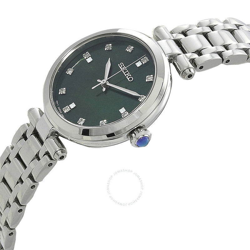Seiko Quartz Diamond Green Dial Ladies Watch SRZ535P1 - The Watches Men & Co #2