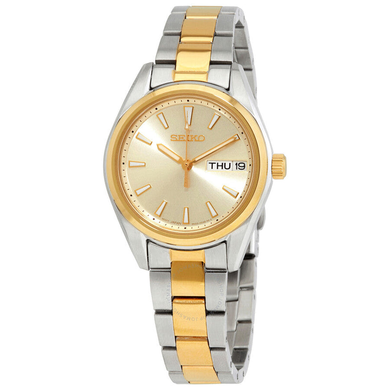Seiko Quartz Gold Dial Two-tone Ladies Watch SUR354P1 - The Watches Men & Co