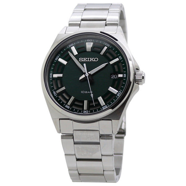 Seiko Quartz Green Dial Stainless Steel Men's Watch SUR503P1 - The Watches Men & Co