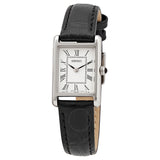 Seiko Quartz White Dial Black Leather Ladies Watch SWR053 - The Watches Men & Co