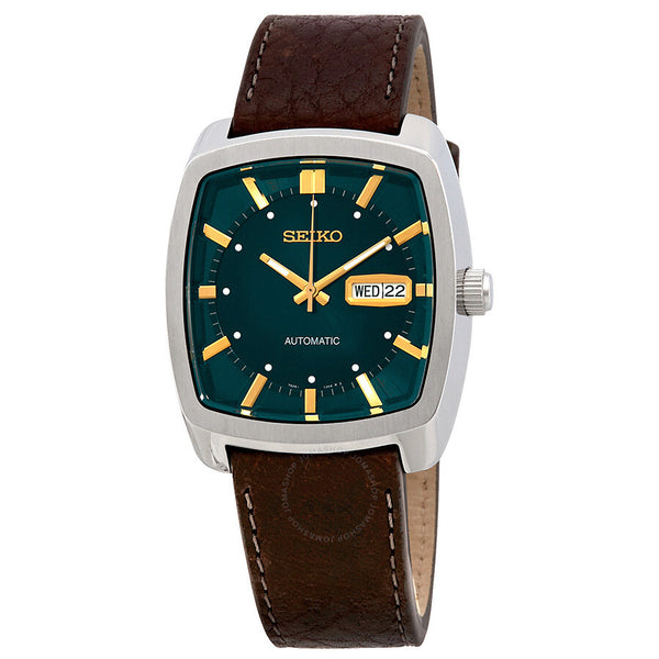 Seiko Recraft Automatic Green Dial Brown Leather Men's Watch SNKP27 - The Watches Men & Co