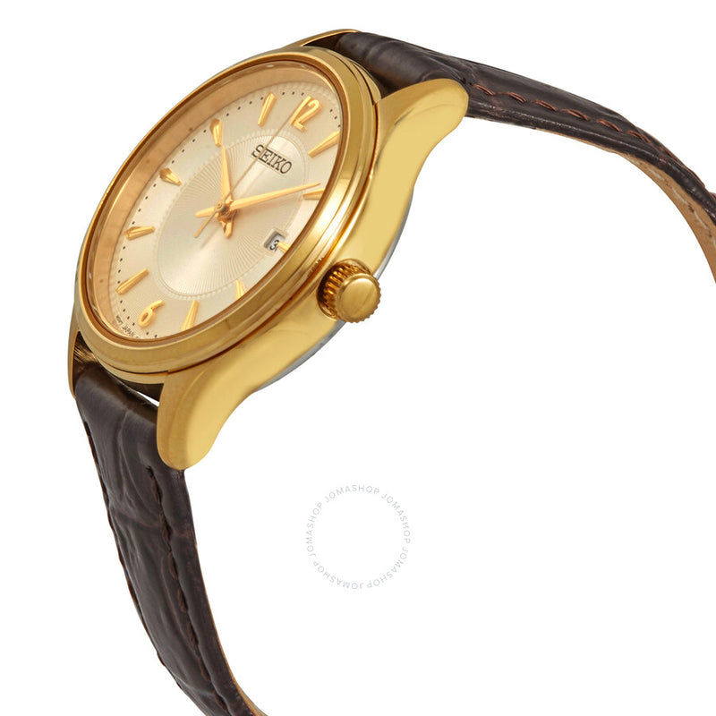 Seiko Sapphire Quartz Champagne Dial Ladies Watch SUR478P1 - The Watches Men & Co #2
