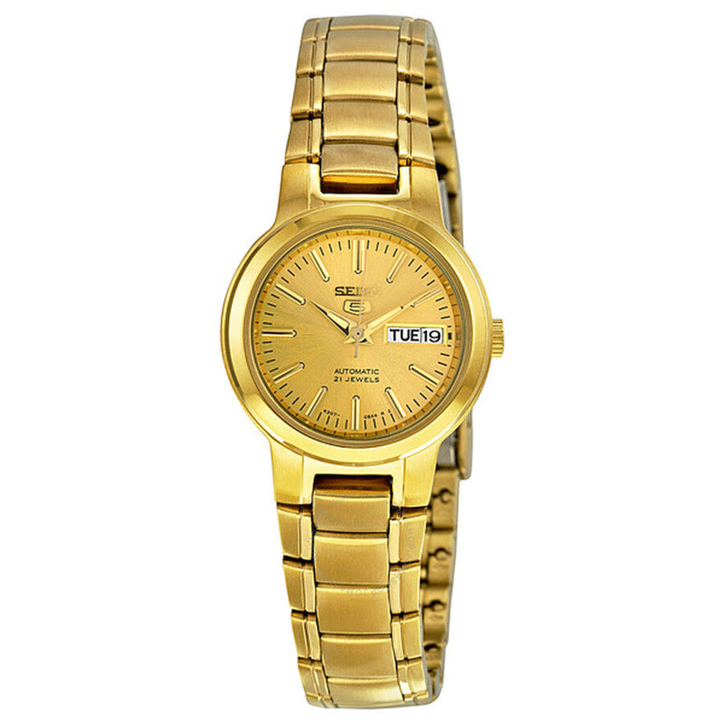 Seiko Series 5 Automatic Gold Dial Ladies Watch SYME46 - The Watches Men & Co