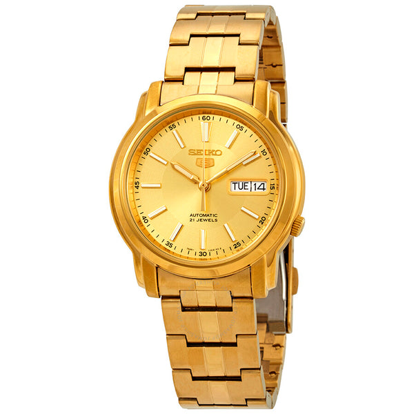 Seiko Series 5 Automatic Gold Dial Yellow Gold-tone Men's Watch SNKL86 - The Watches Men & Co