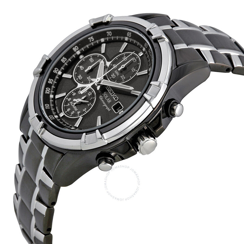 Seiko Solar Chronograph Black Dial Men's Watch SSC143 - The Watches Men & Co #2