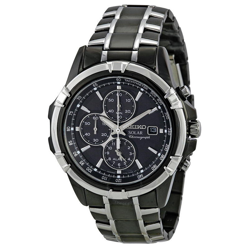 Seiko Solar Chronograph Black Dial Men's Watch SSC143 - The Watches Men & Co