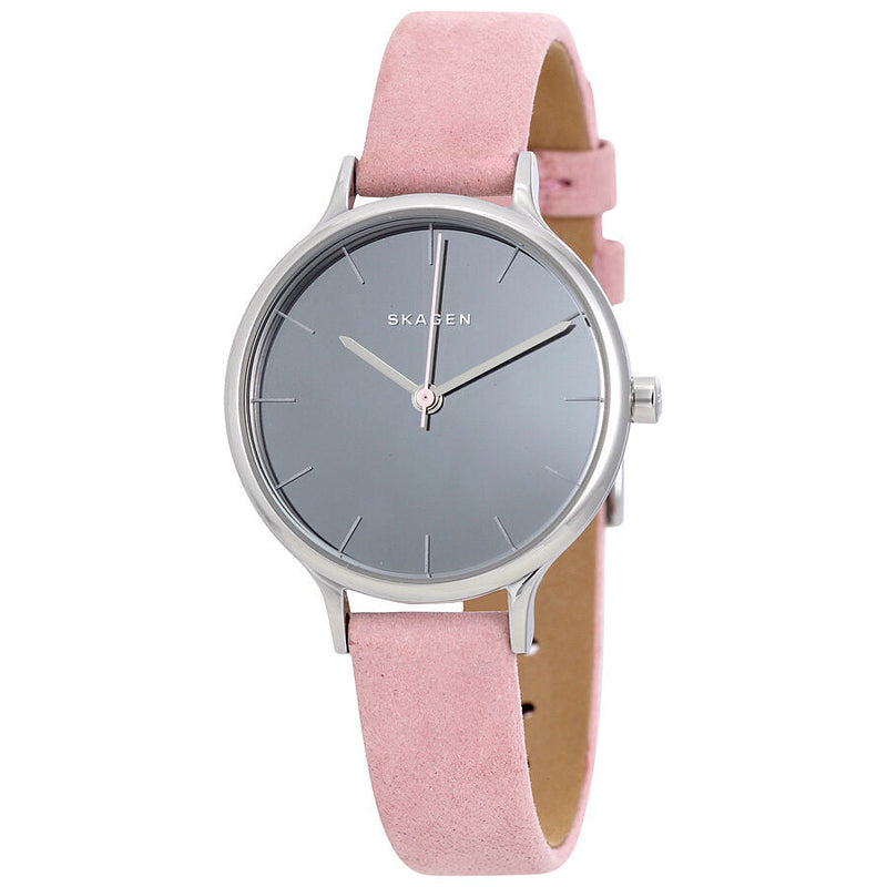 Skagen Anita Mirror Gray Dial Ladies Pink Leather Watch SKW2411 - BigDaddy Watches