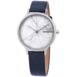 Skagen Anita White Dial Blue leather Ladies Watch SKW2719 - The Watches Men & Co