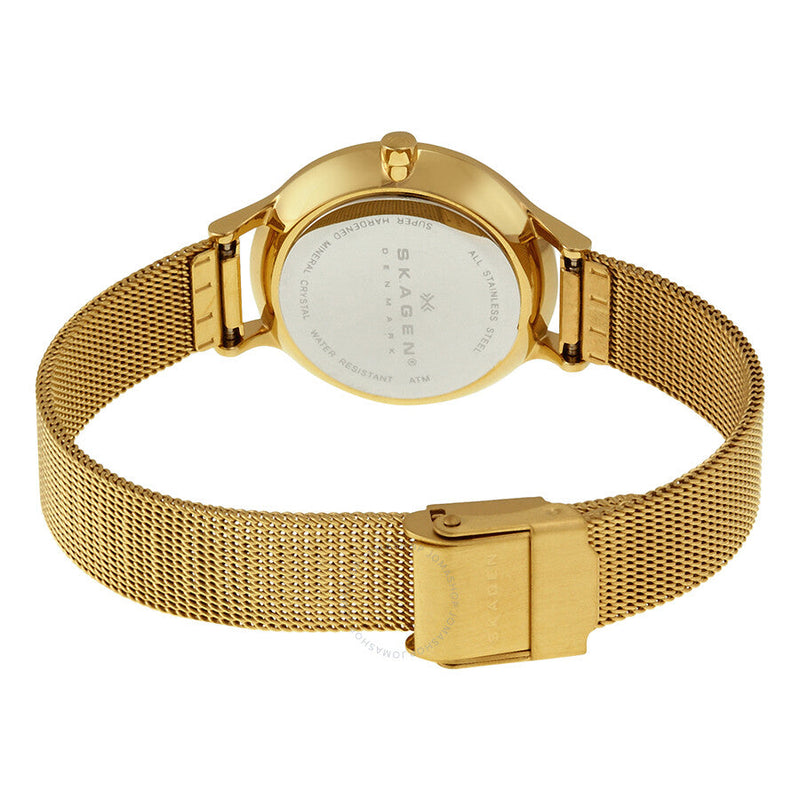 Skagen Anite Silver Dial Gold-tone Mesh Ladies Watch SKW2150 - The Watches Men & Co #3