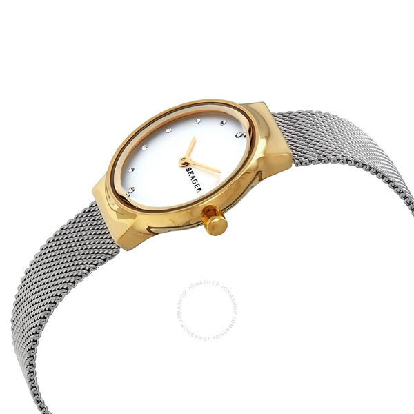 Skagen Freja White Dial Stainless Steel Mesh Ladies Watch SKW2666 - The Watches Men & Co #2