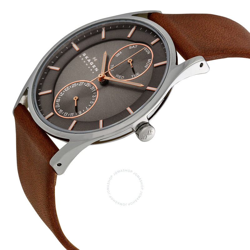 Skagen Holst Charcoal Dial Brown Leather Men's Watch SKW6086 - The Watches Men & Co #2