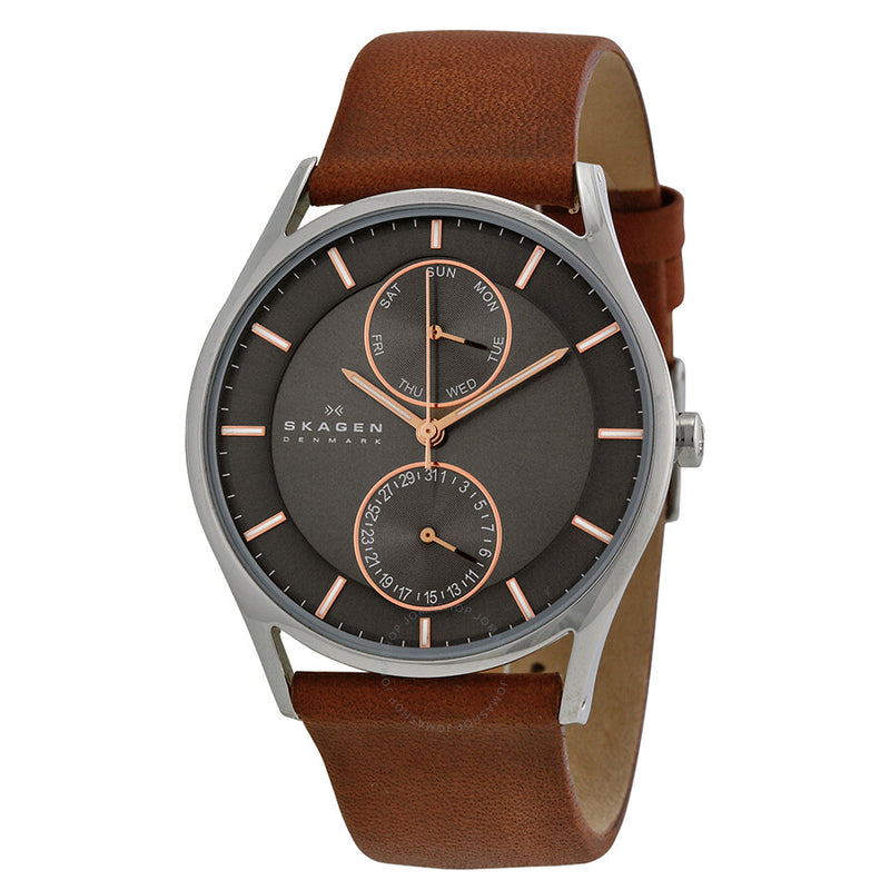 Skagen Holst Charcoal Dial Brown Leather Men's Watch SKW6086 - The Watches Men & Co