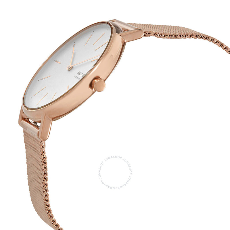 Skagen Signatur Quartz White Dial Rose Gold-tone Ladies Watch SKW2784 - The Watches Men & Co #2