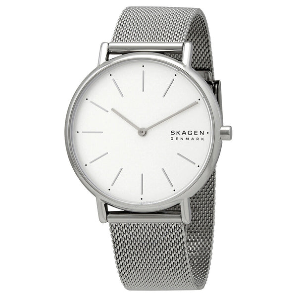 Skagen Signatur Quartz White Dial Stainless Steel Mesh Ladies Watch SKW2785 - The Watches Men & Co