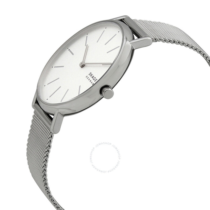 Skagen Signatur Quartz White Dial Stainless Steel Mesh Ladies Watch SKW2785 - The Watches Men & Co #2