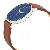 Skagen Signature Blue Dial Brown Leather Men's Watch SKW6355 - The Watches Men & Co #2