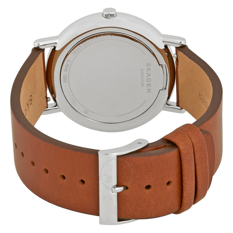 Skagen Signature Blue Dial Brown Leather Men's Watch SKW6355 - The Watches Men & Co #3