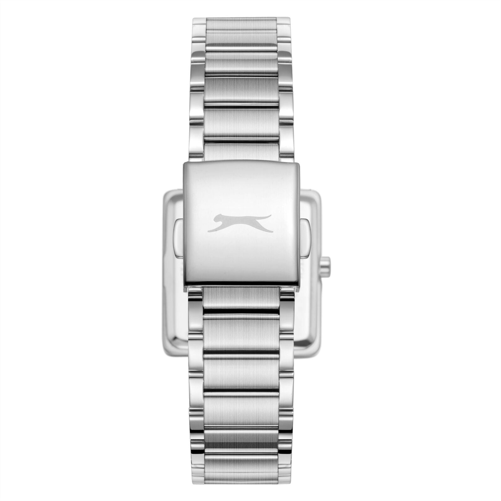 Slazenger Classic Square watch caseback showing silver stainless steel with Slazenger logo