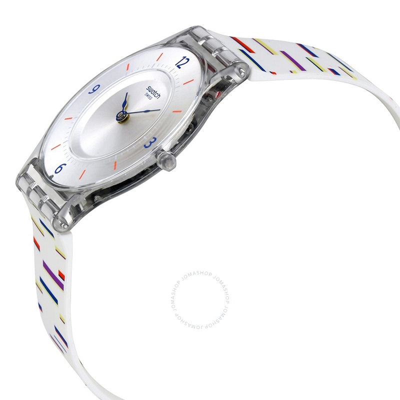 Swatch Thin Liner Silver Dial Ladies Watch SFE108 - The Watches Men & Co #2