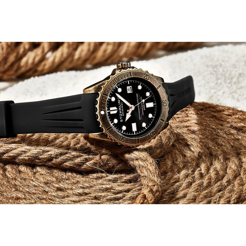 Stuhrling Original Aquadiver Automatic Black Dial Men's Watch M16759 - The Watches Men & Co #3