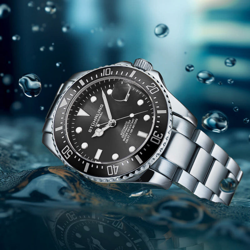 Stuhrling Original Aquadiver Automatic Black Dial Men's Watch M18252 - The Watches Men & Co #5