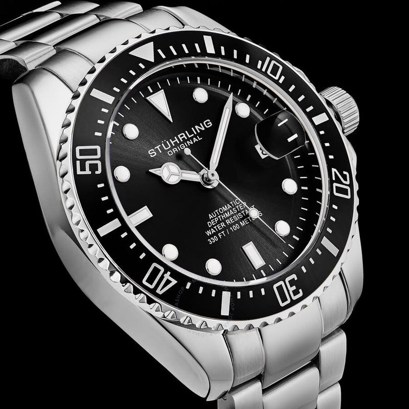 Stuhrling Original Aquadiver Automatic Black Dial Men's Watch M18252 - The Watches Men & Co #3