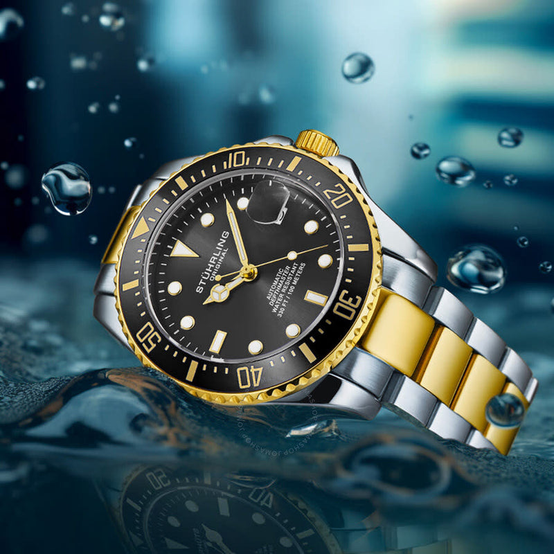 Stuhrling Original Aquadiver Automatic Black Dial Men's Watch M18255 - The Watches Men & Co #5