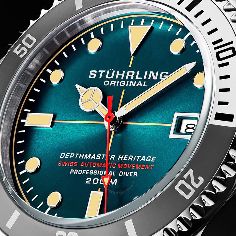 Stuhrling Original Aquadiver Automatic Blue Dial Men's Watch M13520 - The Watches Men & Co #4
