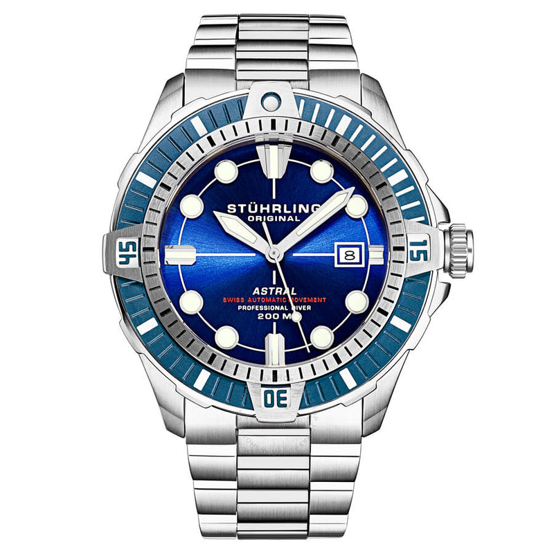 Stuhrling Original Aquadiver Automatic Blue Dial Men's Watch M16746 - The Watches Men & Co #3