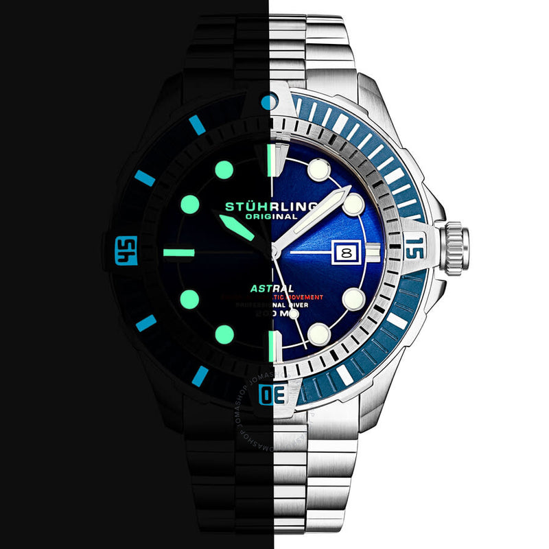 Stuhrling Original Aquadiver Automatic Blue Dial Men's Watch M16746 - The Watches Men & Co #5