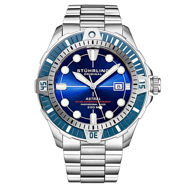 Stuhrling Original Aquadiver Automatic Blue Dial Men's Watch M16746 - The Watches Men & Co