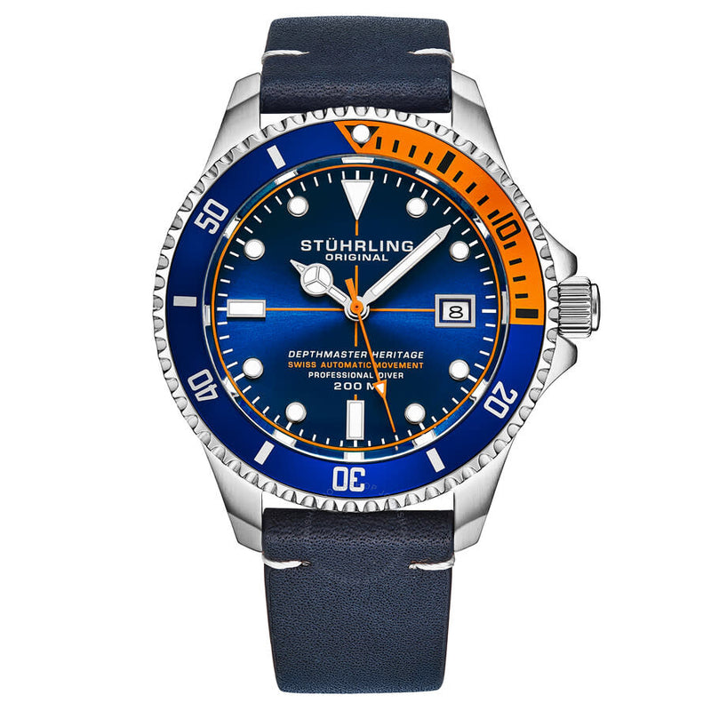 Stuhrling Original Aquadiver Automatic Blue Dial Men's Watch M17183 - The Watches Men & Co