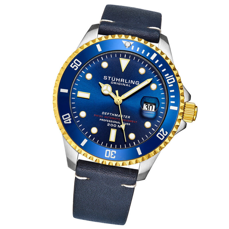 Stuhrling Original Aquadiver Automatic Blue Dial Men's Watch M17184 - The Watches Men & Co #2