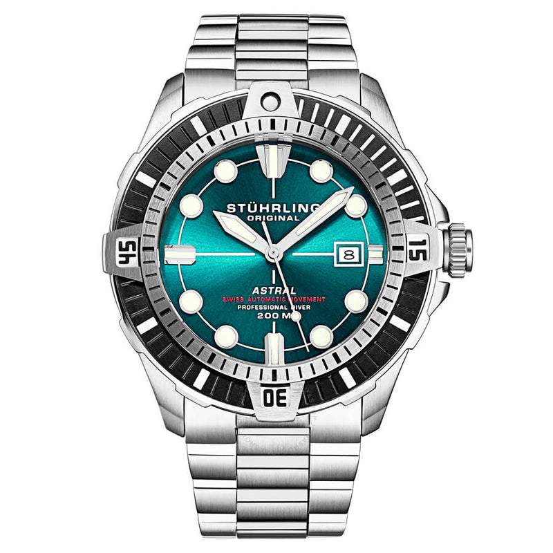 Stuhrling Original Aquadiver Automatic Green Dial Men's Watch M16744 - The Watches Men & Co