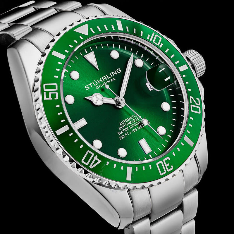 Stuhrling Original Aquadiver Automatic Green Dial Men's Watch M18253 - The Watches Men & Co #3