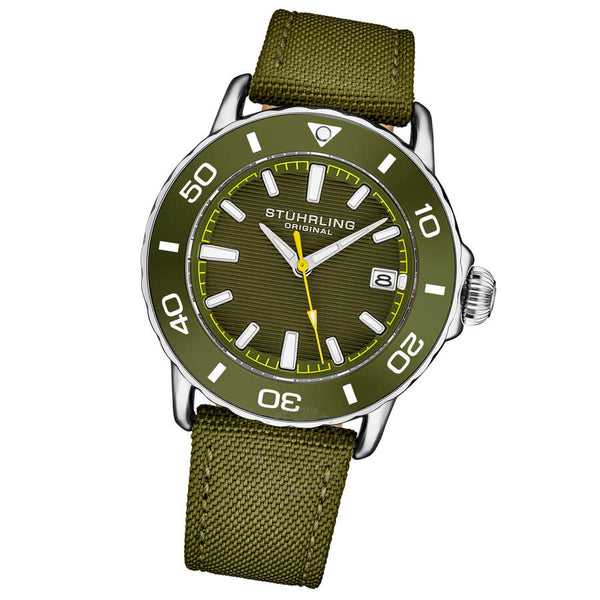 Stuhrling Original Aquadiver Quartz Green Dial Men's Watch M17997 - The Watches Men & Co #2
