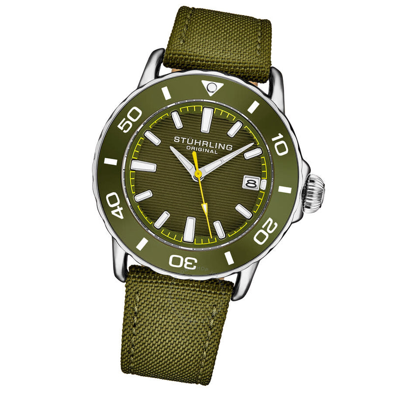 Stuhrling Original Aquadiver Quartz Green Dial Men's Watch M17997 - The Watches Men & Co #2