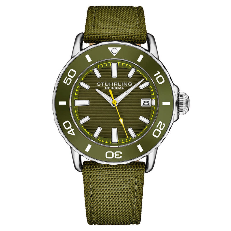 Stuhrling Original Aquadiver Quartz Green Dial Men's Watch M17997 - The Watches Men & Co
