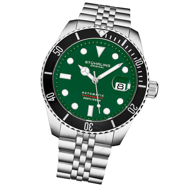 Stuhrling Original Aquadiver Automatic Green Dial Men's Watch M18018 - The Watches Men & Co #2